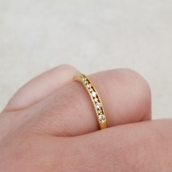 Delicate 18k Channel Set Band - Picture 8 of 9